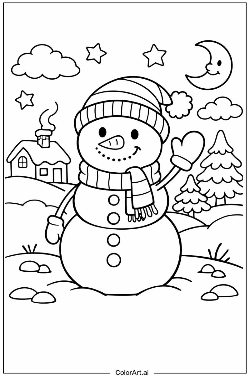 Snowman waving Snowman Design