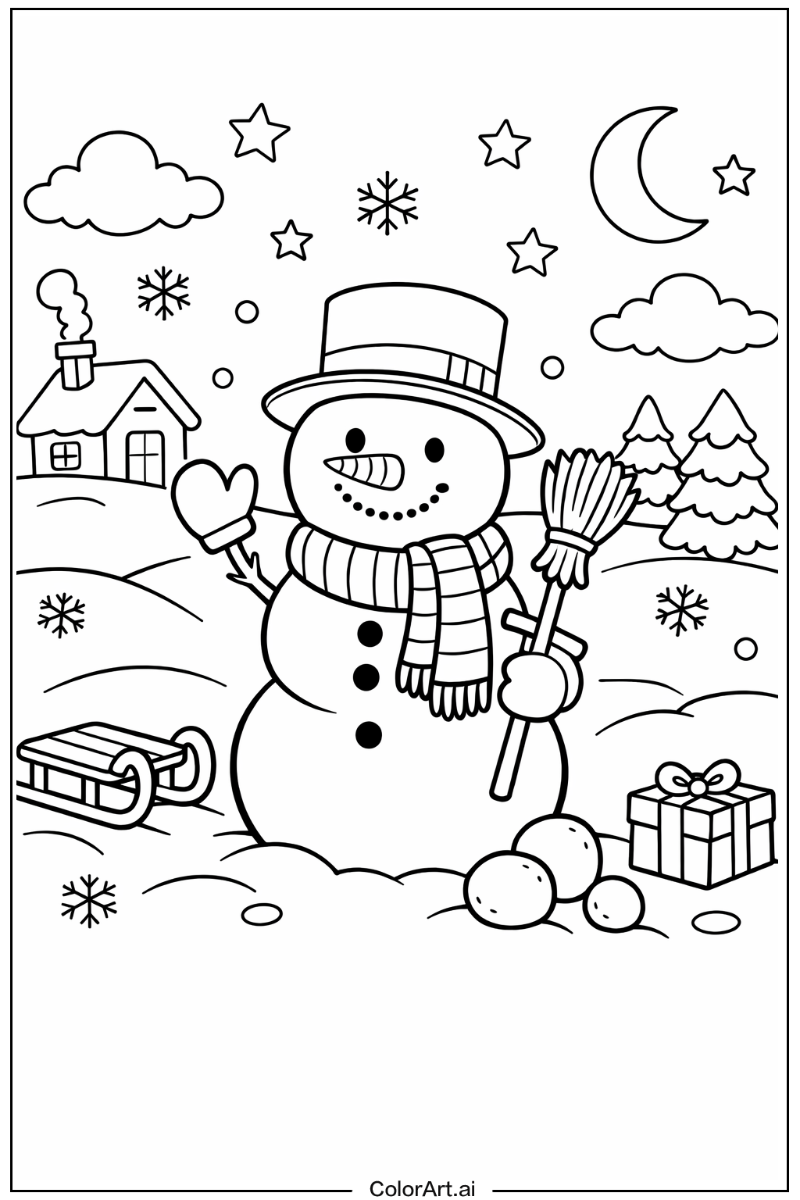Snowman with Scarf snowman Theme 2