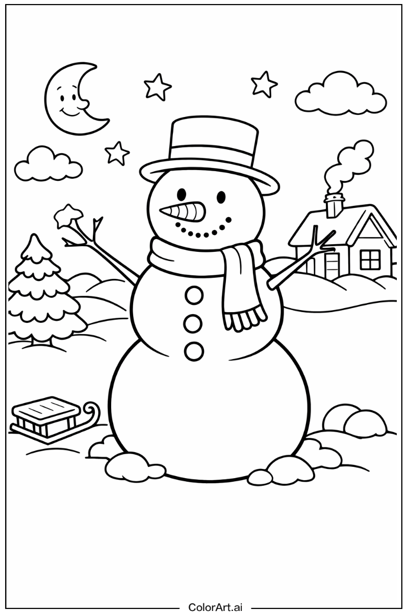 Stick arms snowman Snowman Scene 2