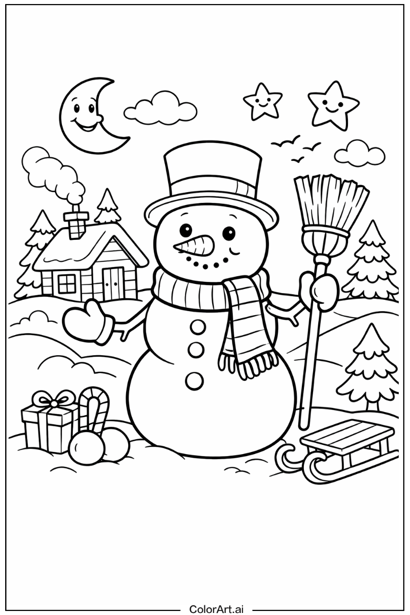 Cartoon snowman Snowman Scene 2