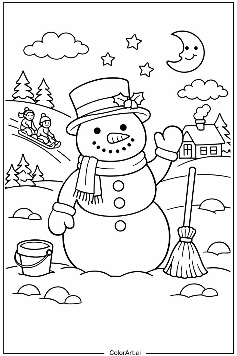 Snowman waving Snowman Design 2