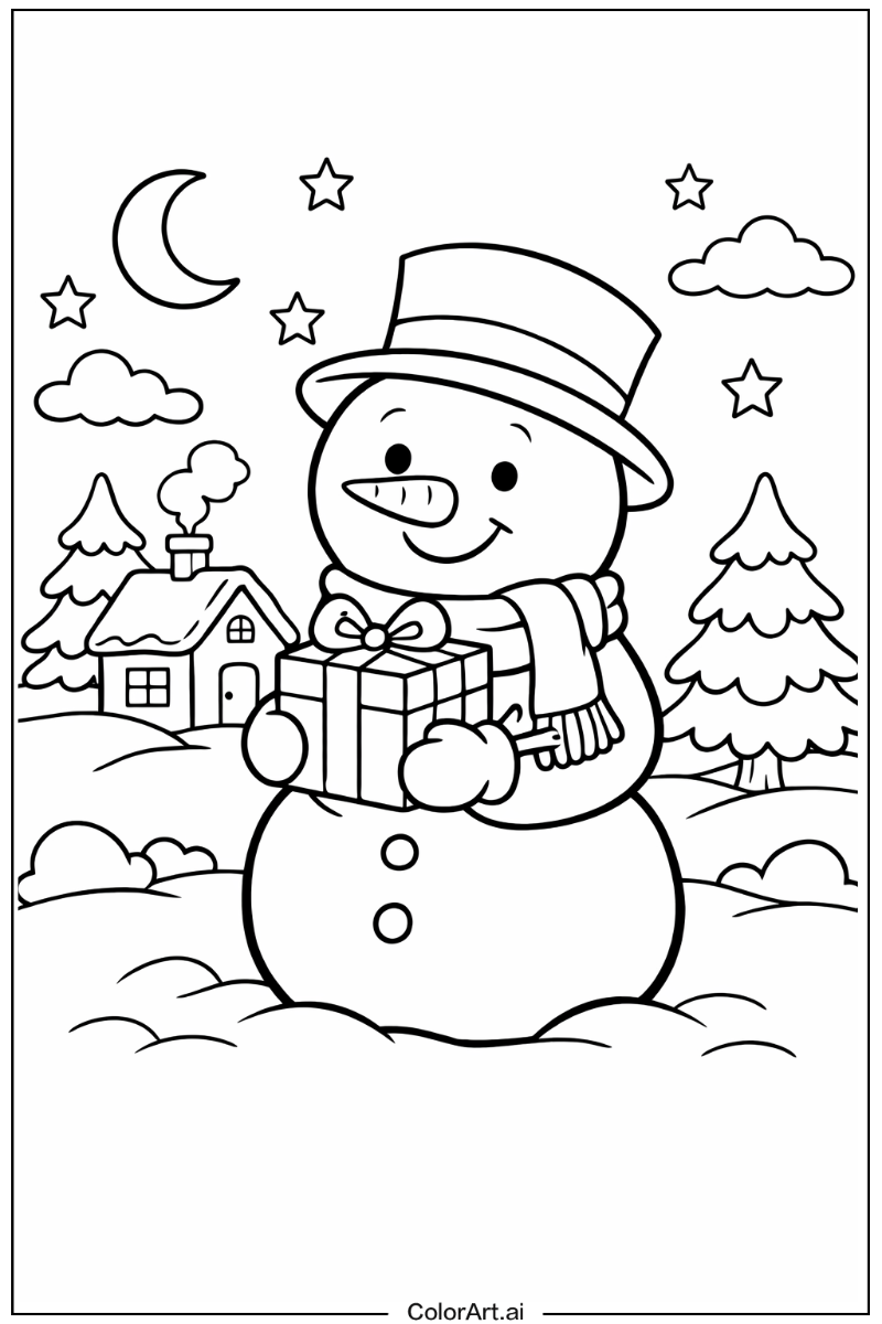 Snowman with Snowman holding gift Theme 2