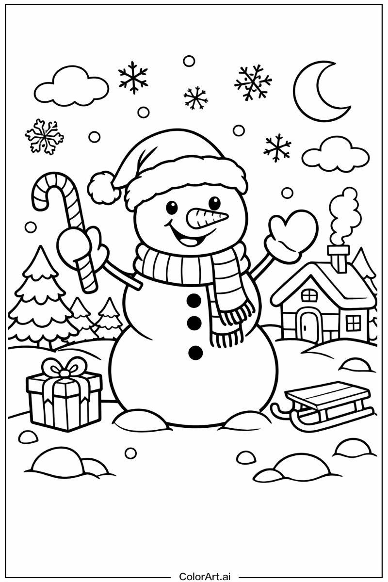 Snowman with Christmas snowman mascot Theme 2