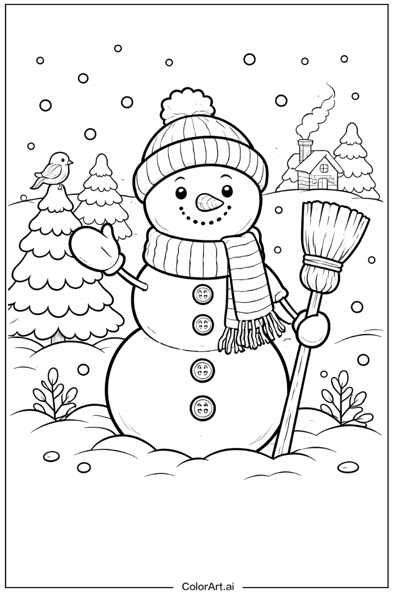 Snowman with Button snowman Theme