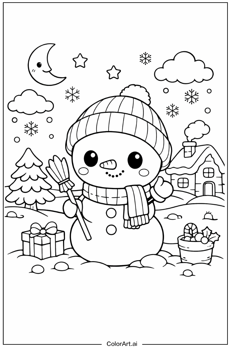 Chibi snowman Snowman Scene 2