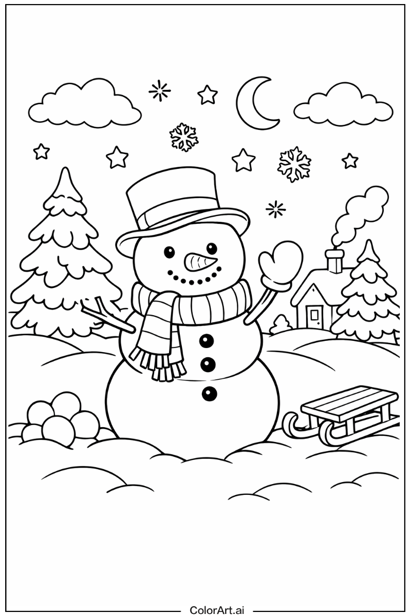 Snowman with Scarf snowman Theme 3