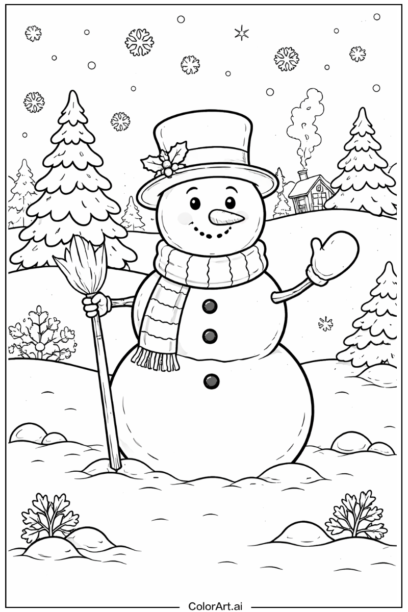 Stick arms snowman Snowman Scene 3