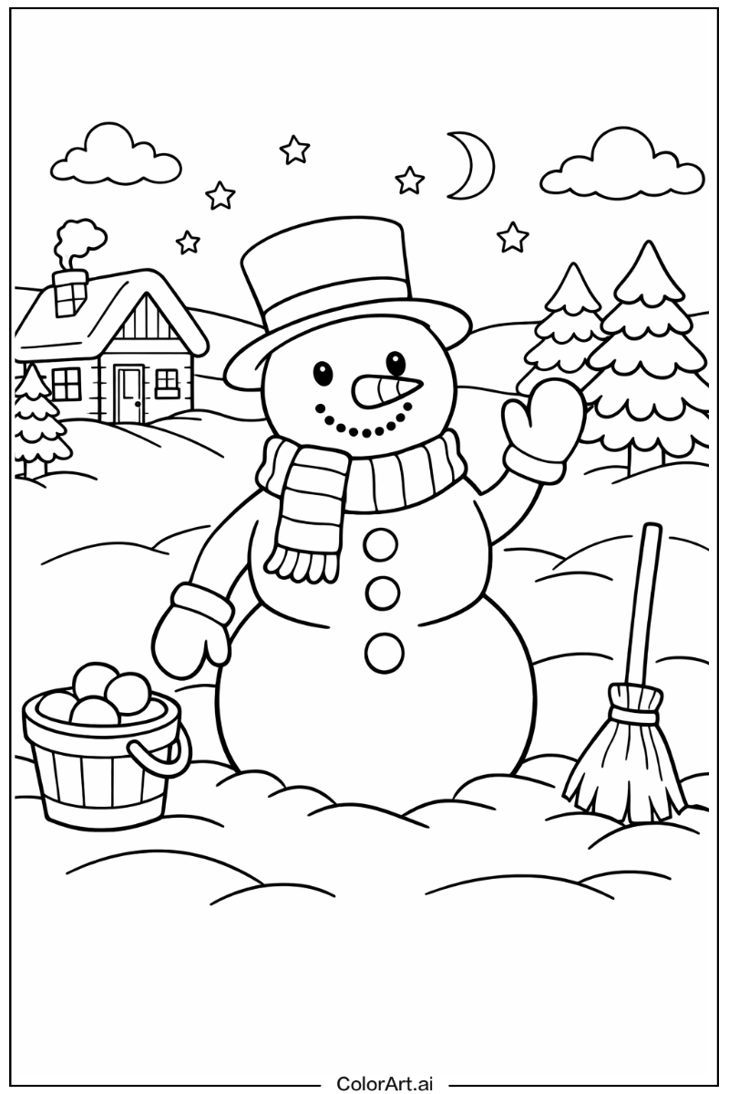 Snowman waving Snowman Design 3