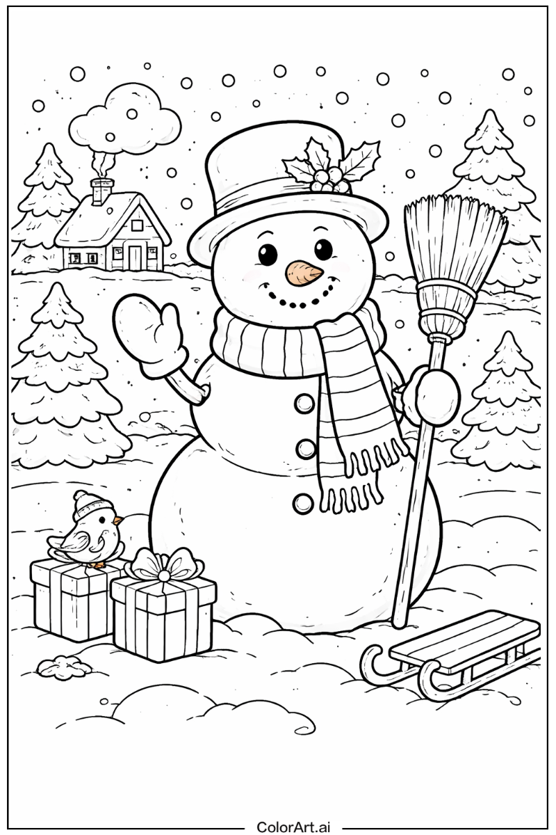 Cartoon snowman Snowman Scene