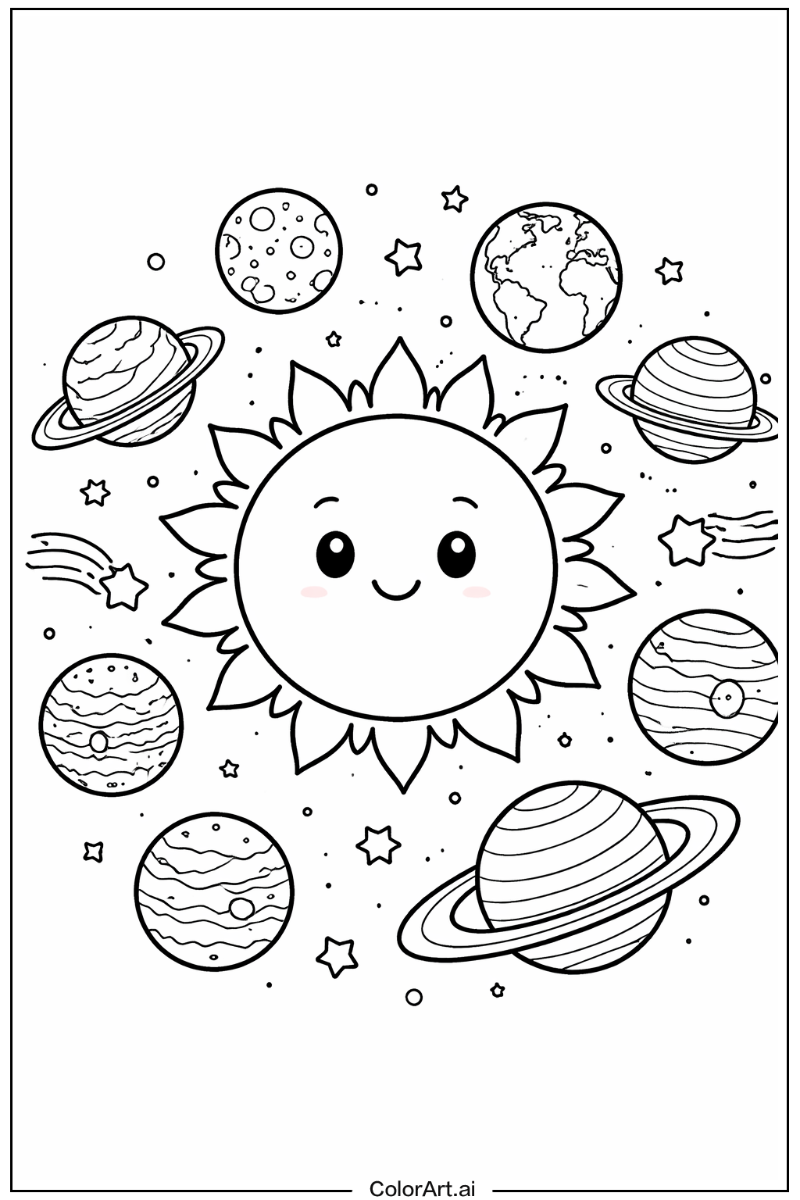 Solar system with Sun Theme 2