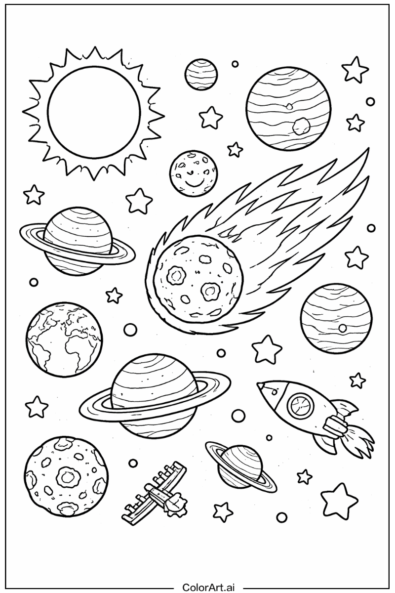Solar system with Comet Theme 2
