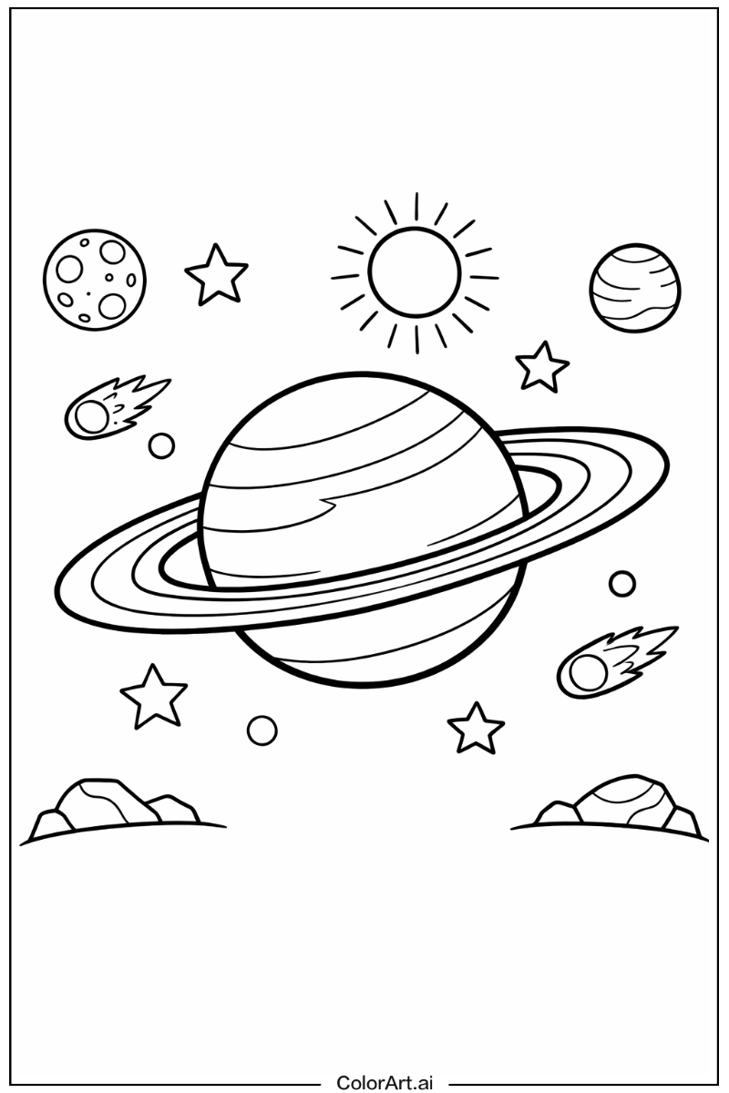 Solar system with Saturn Theme
