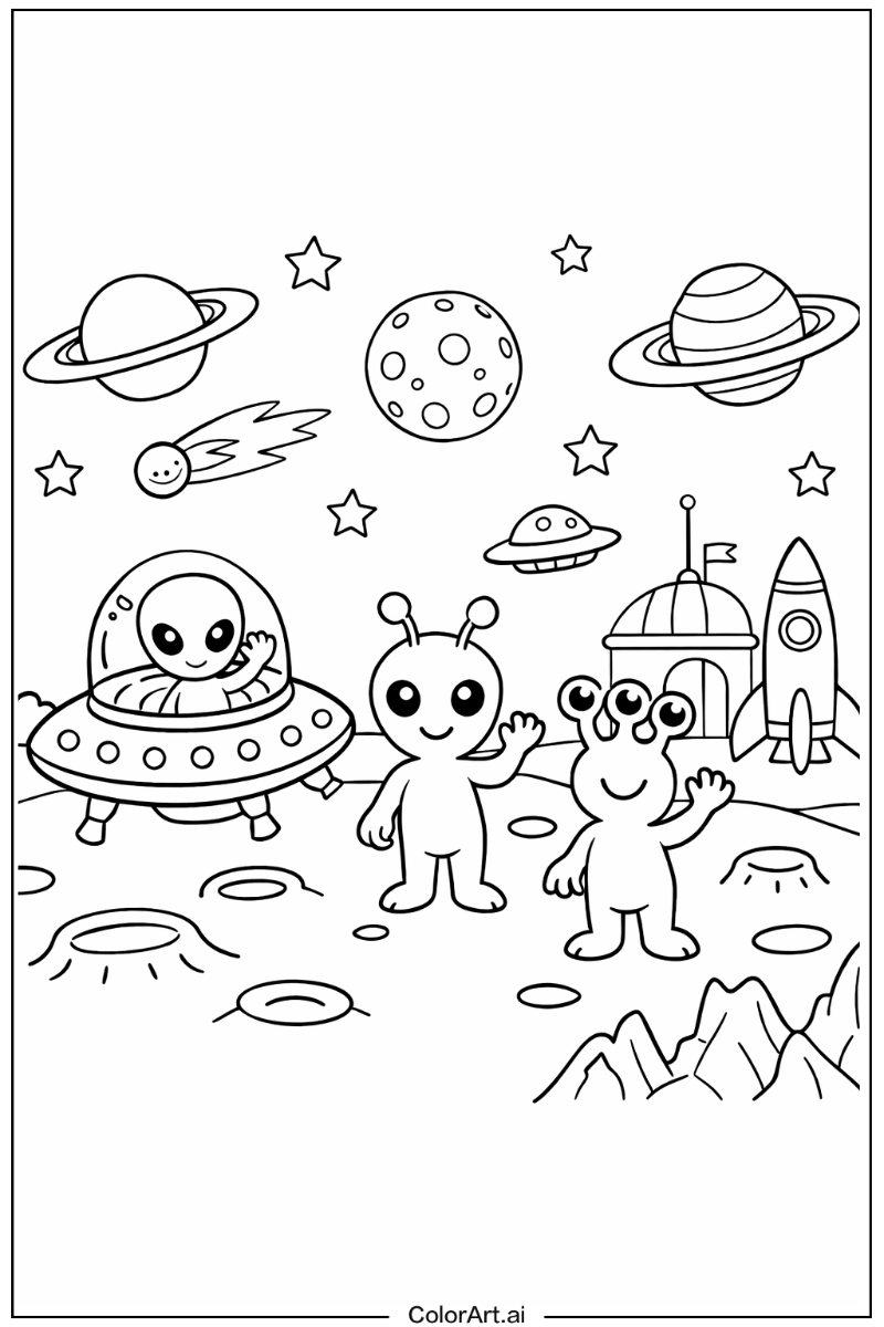 Space with Alien Theme