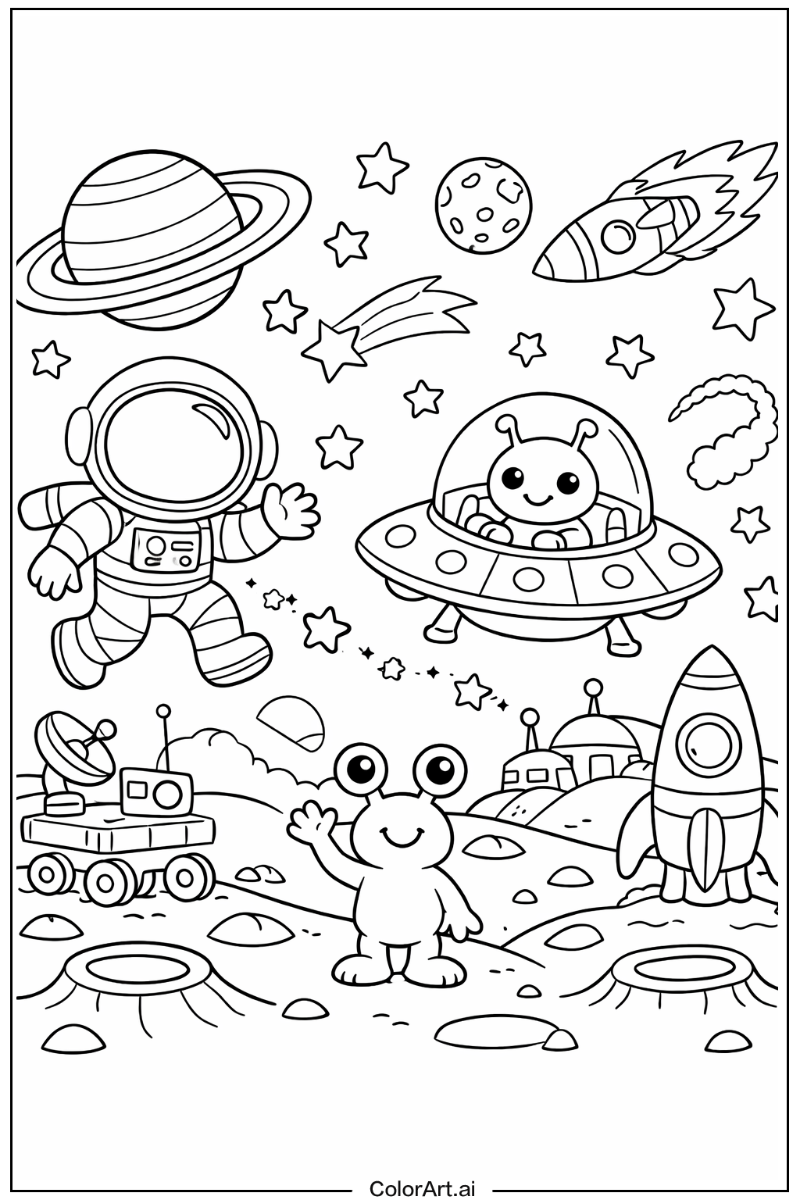 Space with Cartoon space Theme