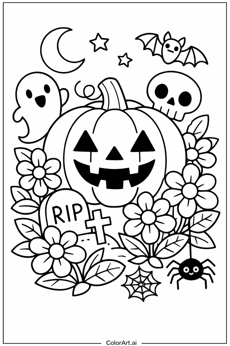 spooky halloween with Flowers 3