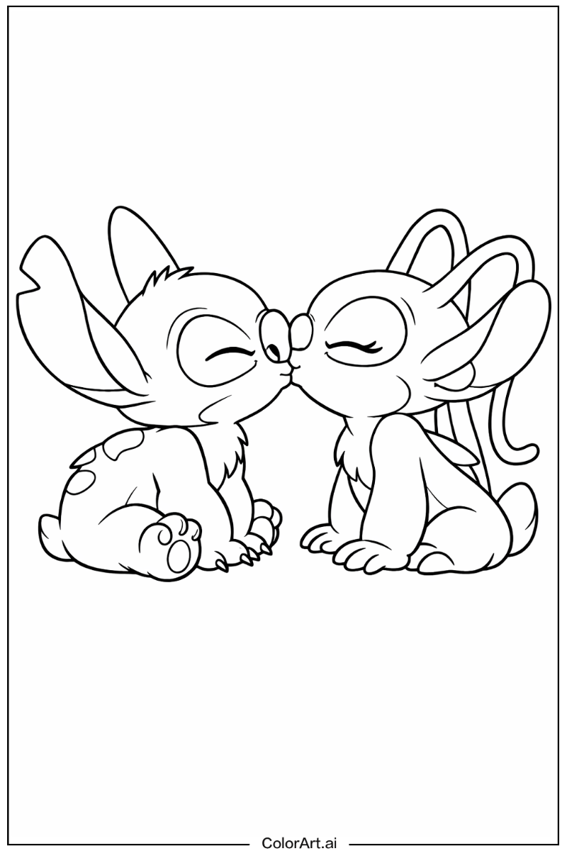 Stitch and angel kissing Stitch and angel Design 2