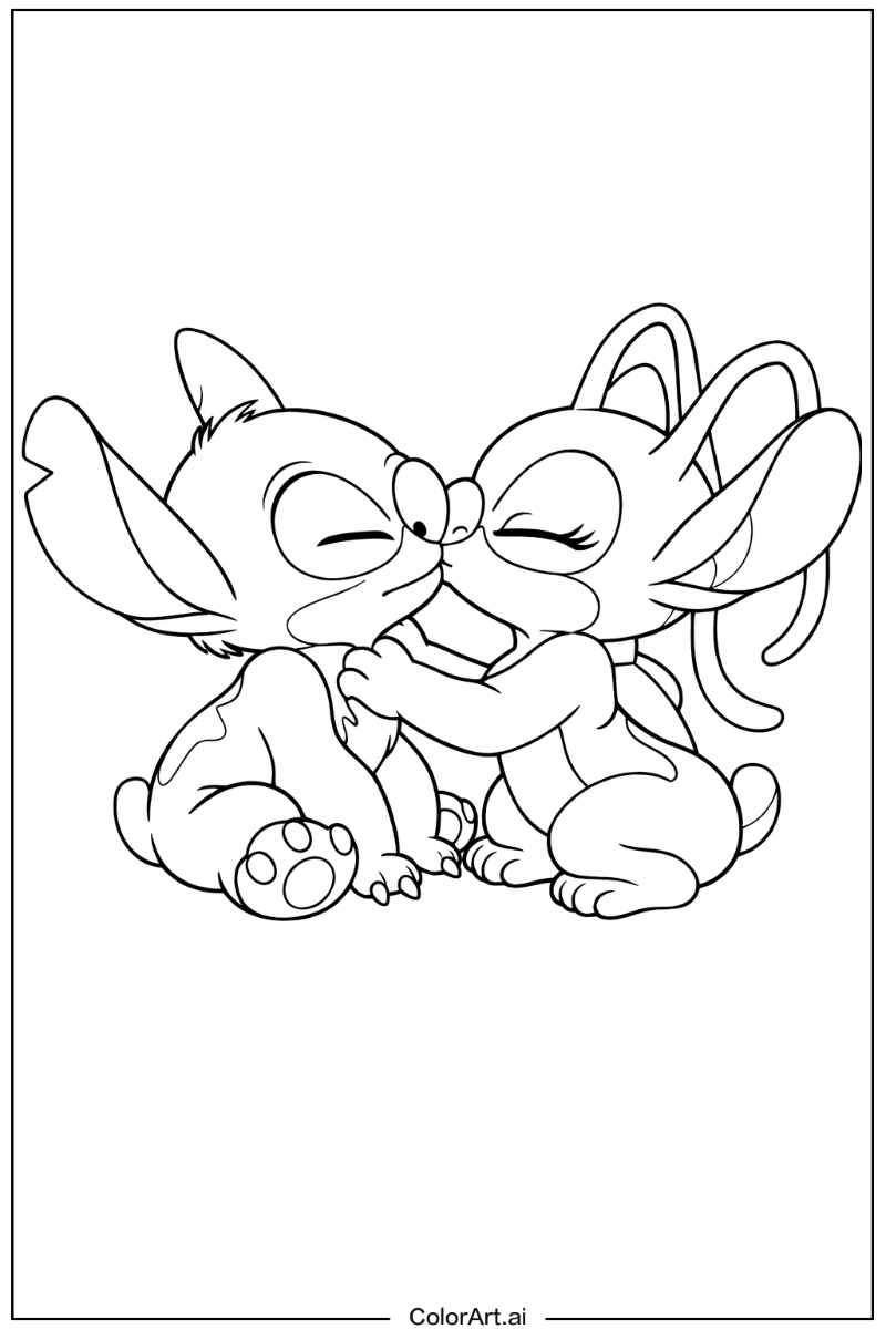 Stitch and angel kissing Stitch and angel Design 3