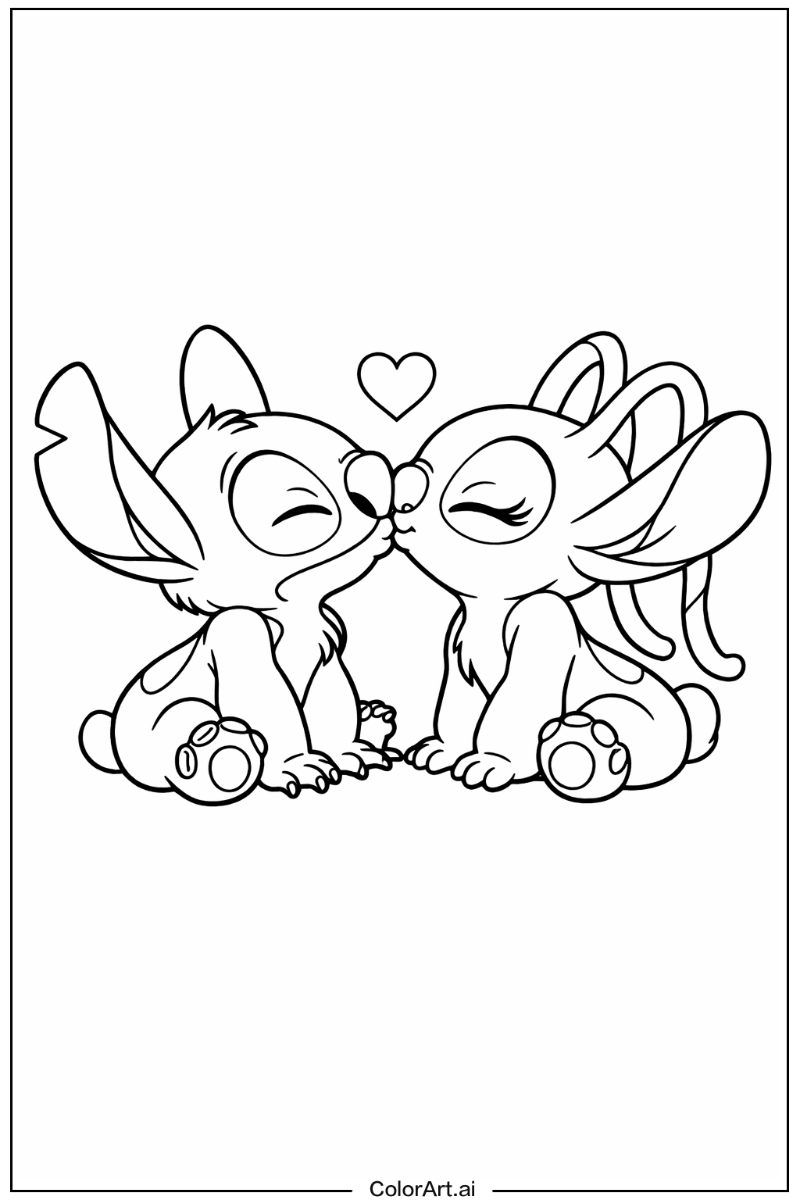 Stitch and angel kissing Stitch and angel Design 4