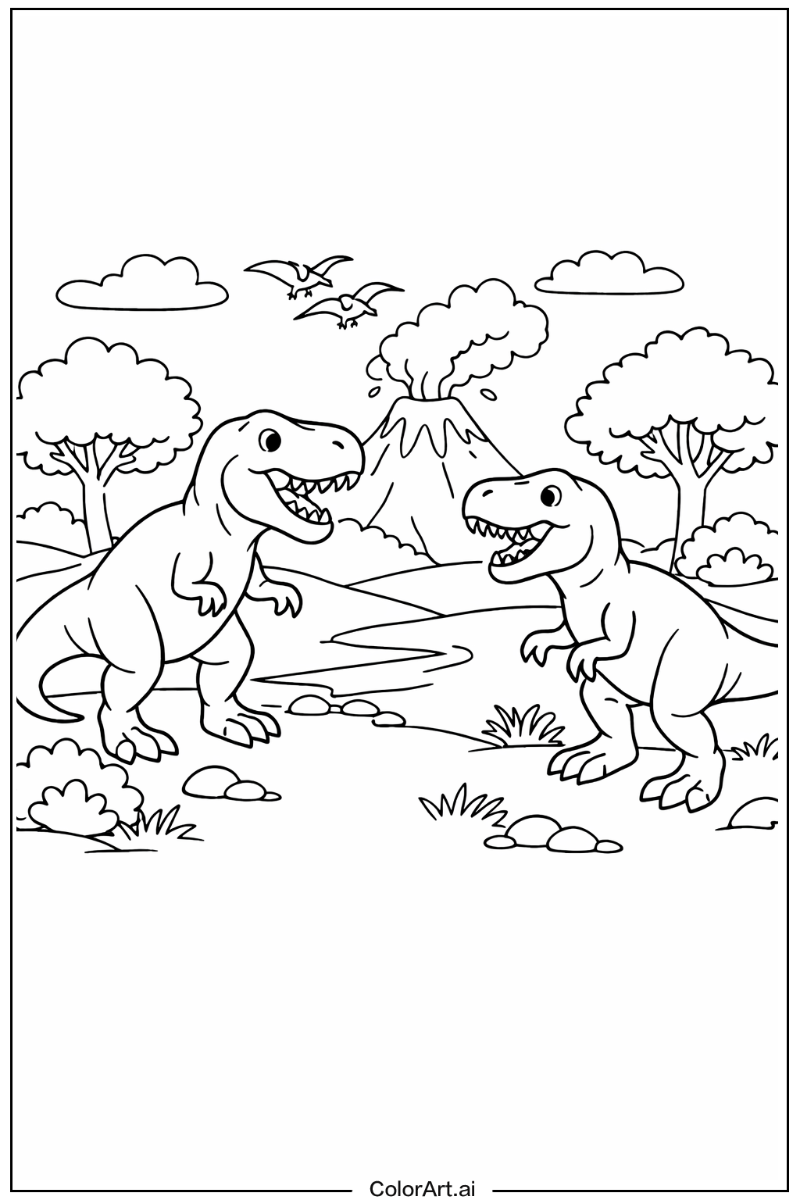 T-Rex dinosaurs in Nature 2