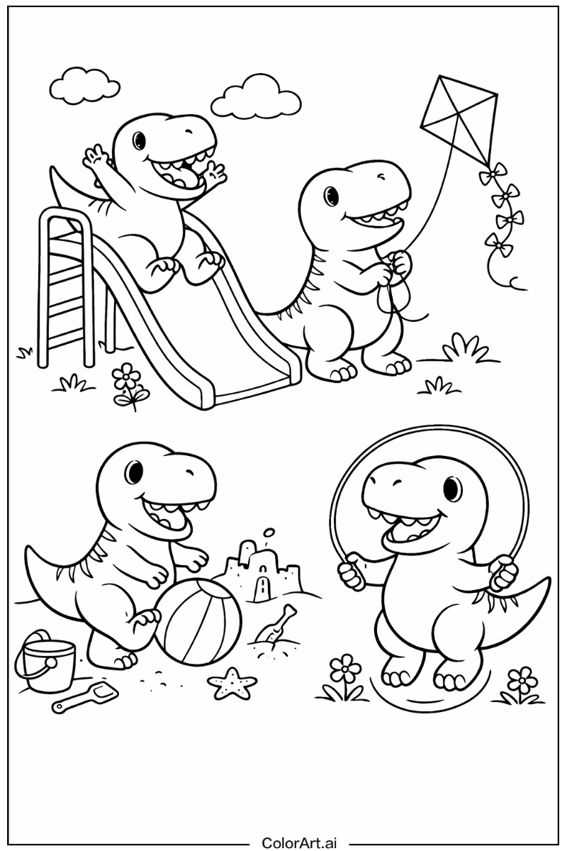 T-Rex dinosaurs Having Fun 2