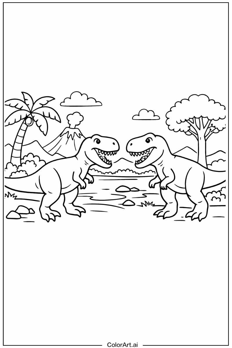 T-Rex dinosaurs in Nature 3