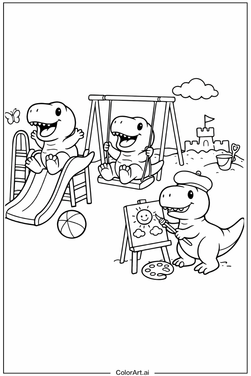 T-Rex dinosaurs Having Fun 4