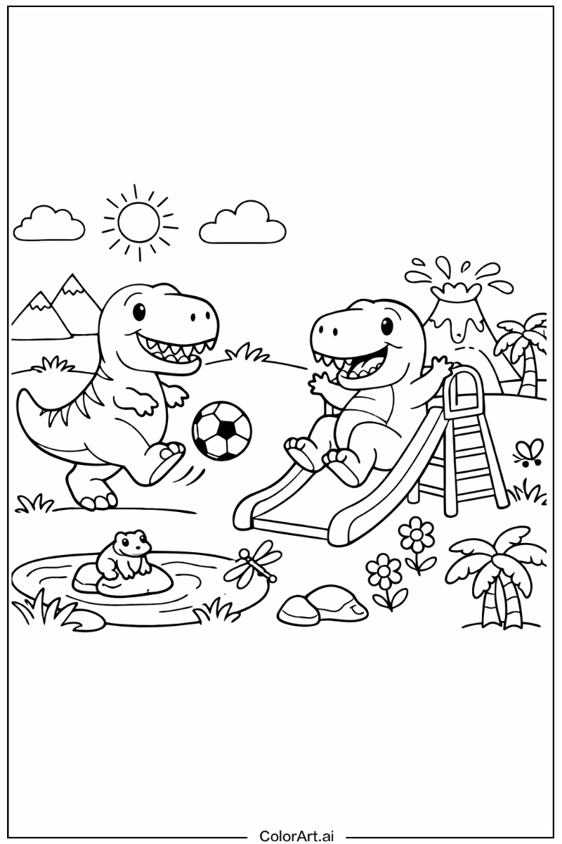 T-Rex dinosaurs Playing Outside 5