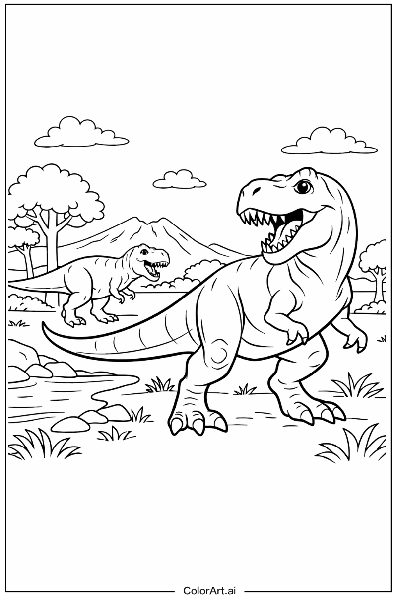 T-Rex dinosaurs in Nature 5