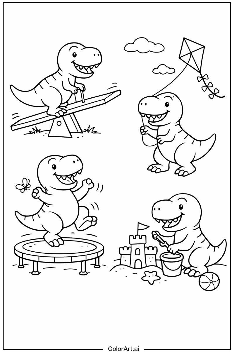 T-Rex dinosaurs Having Fun 5