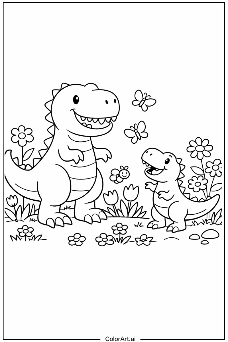 T-Rex dinosaurs in a Garden 6