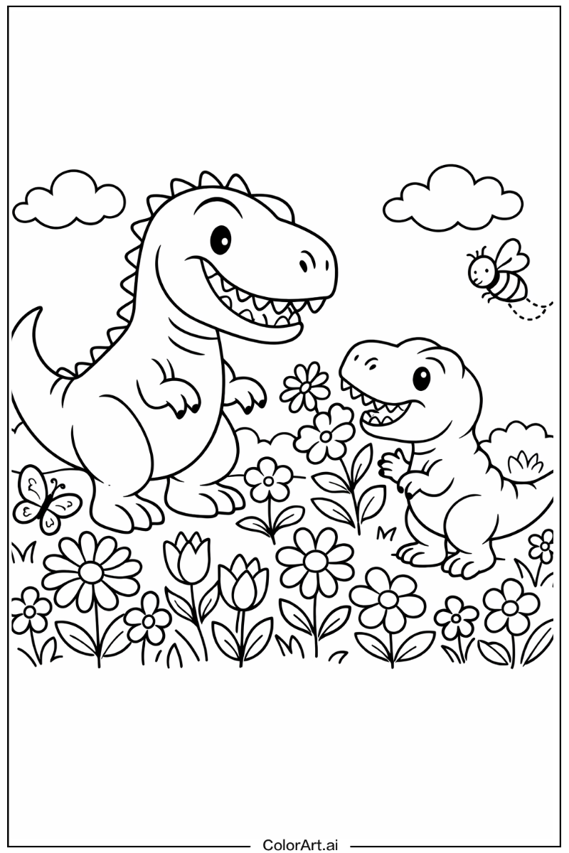 T-Rex dinosaurs in a Garden 7