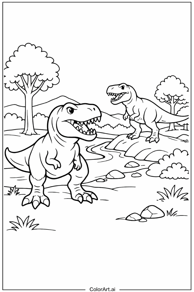 T-Rex dinosaurs in Nature 1