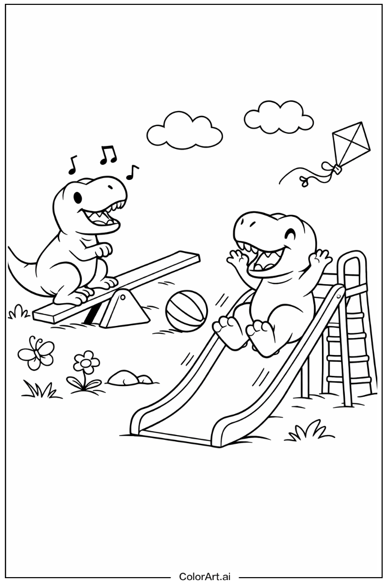 T-Rex dinosaurs Having Fun 1