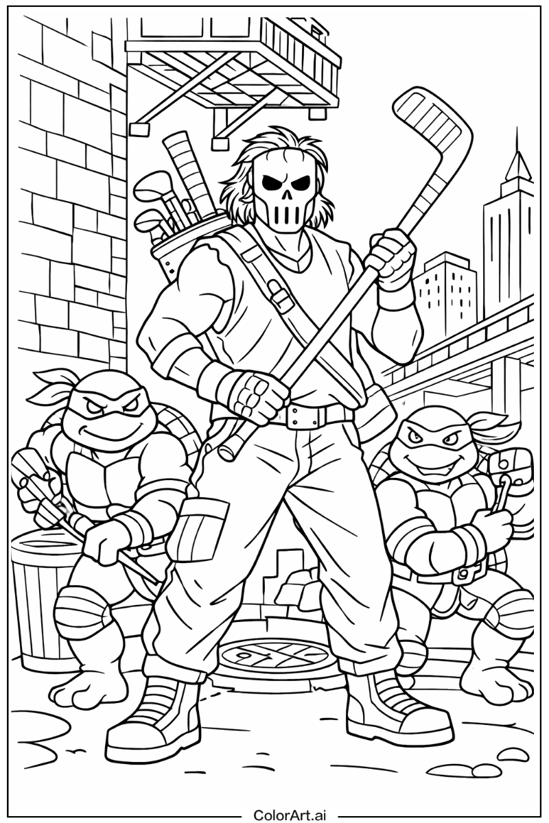 Teenage mutant ninja turtles with Casey jones Theme