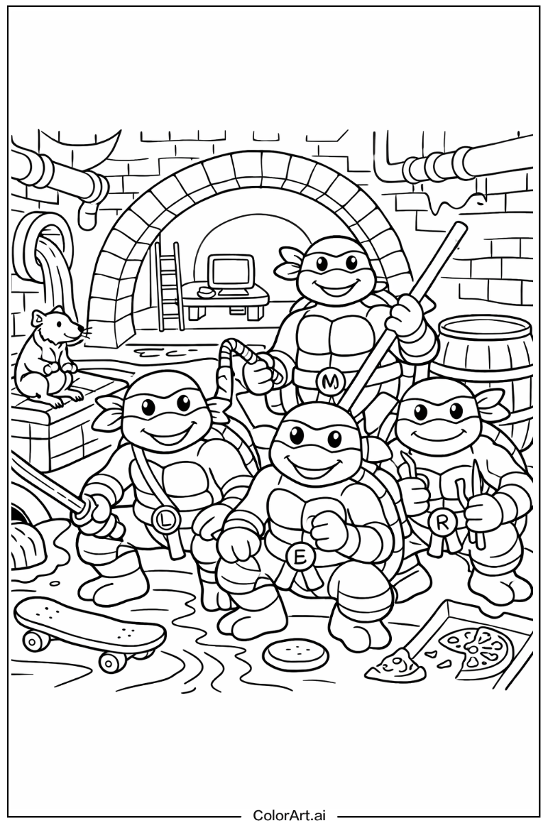 Teenage mutant ninja turtles with Sewer Theme