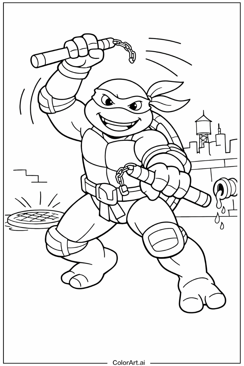 Teenage mutant ninja turtles with Nunchucks Theme