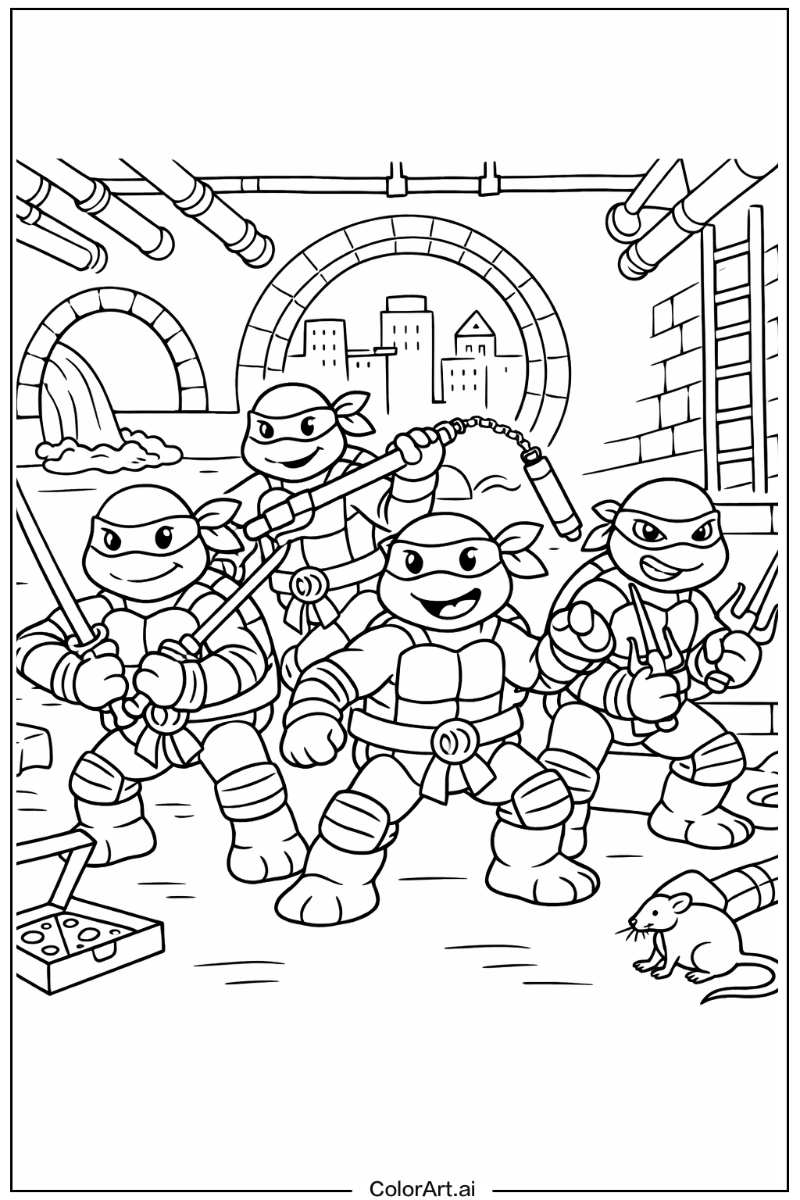 Teenage mutant ninja turtles with Cartoon Theme
