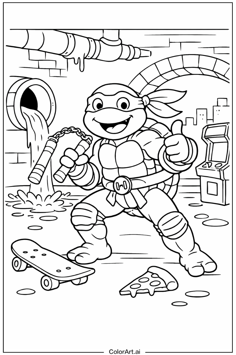Teenage mutant ninja turtles with Michelangelo Theme 2