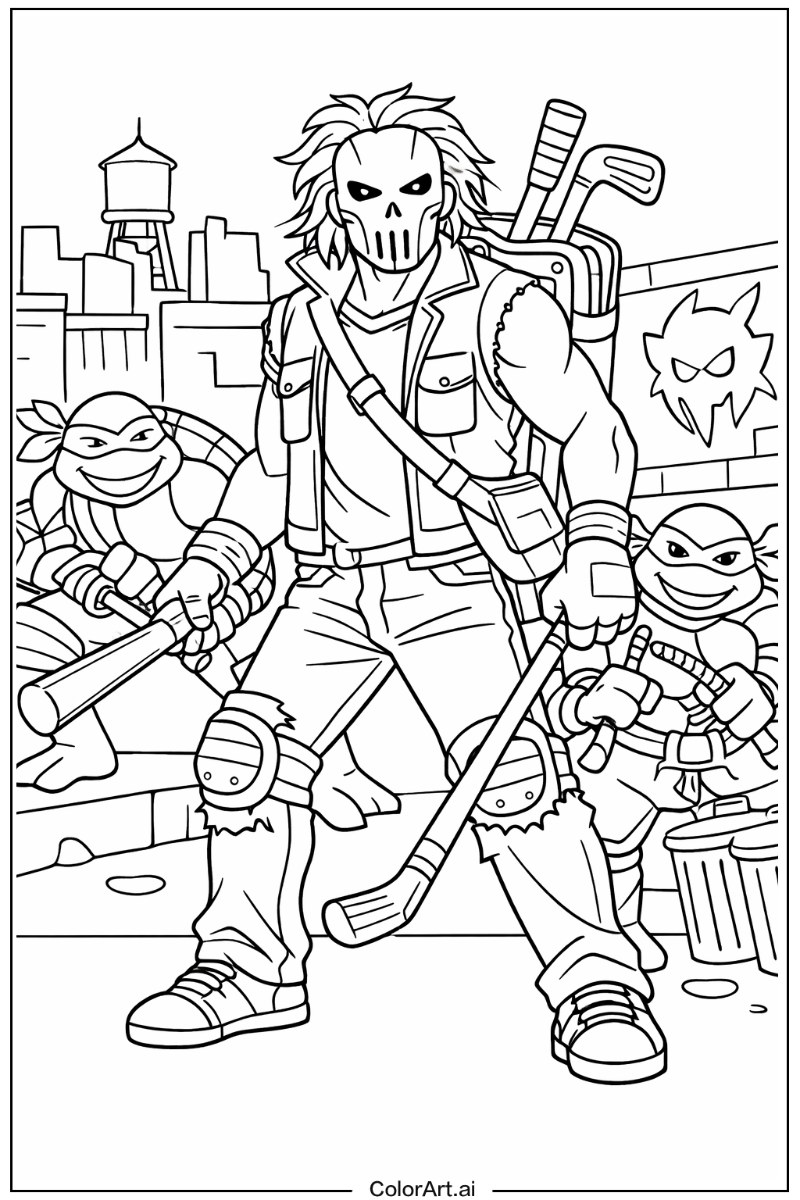 Teenage mutant ninja turtles with Casey jones Theme 2