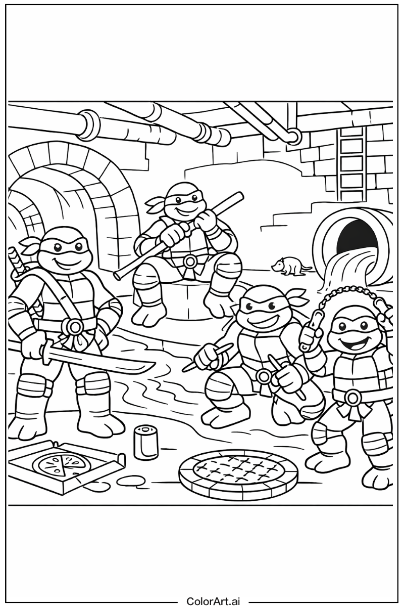 Teenage mutant ninja turtles with Sewer Theme 2