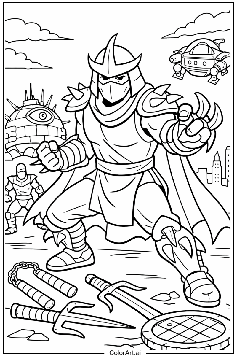 Teenage mutant ninja turtles with Shredder Theme