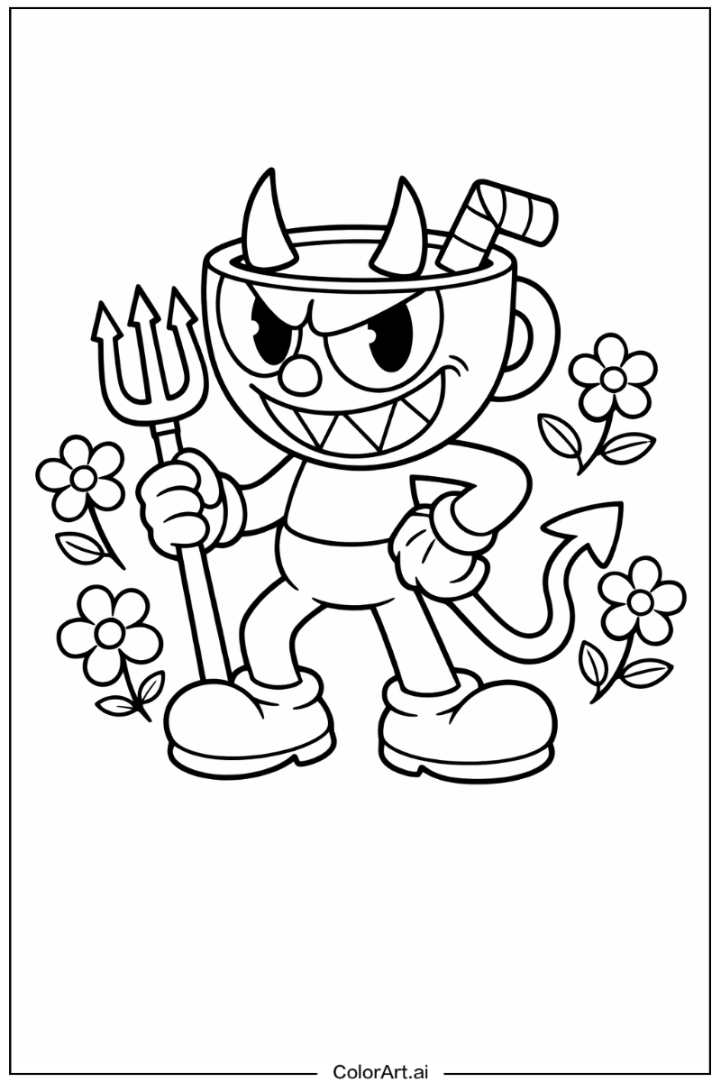 the devil cuphead with Flowers 2