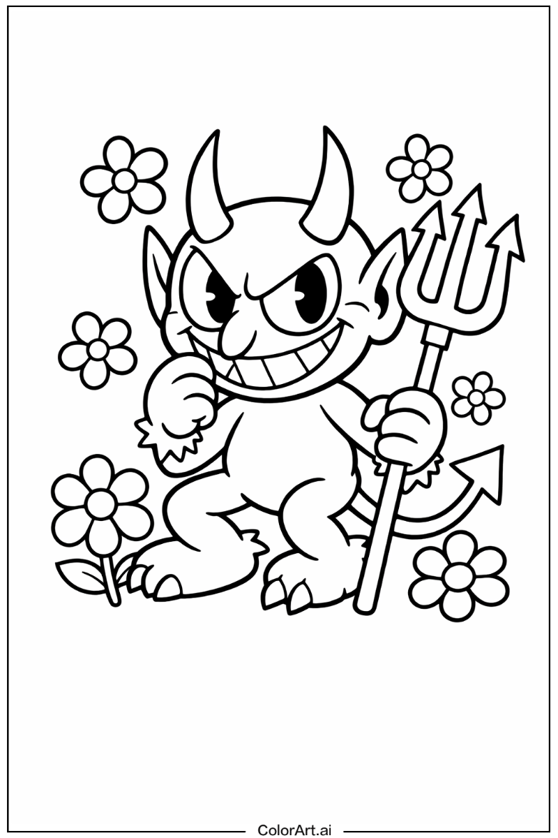 the devil cuphead with Flowers 3