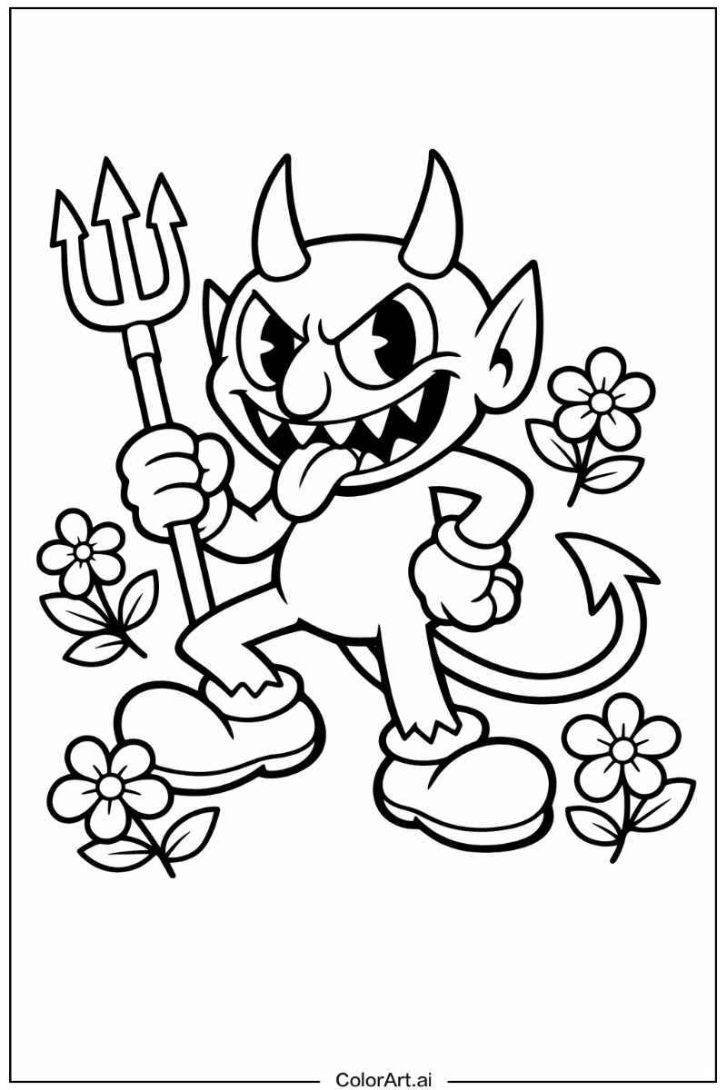 the devil cuphead with Flowers 4