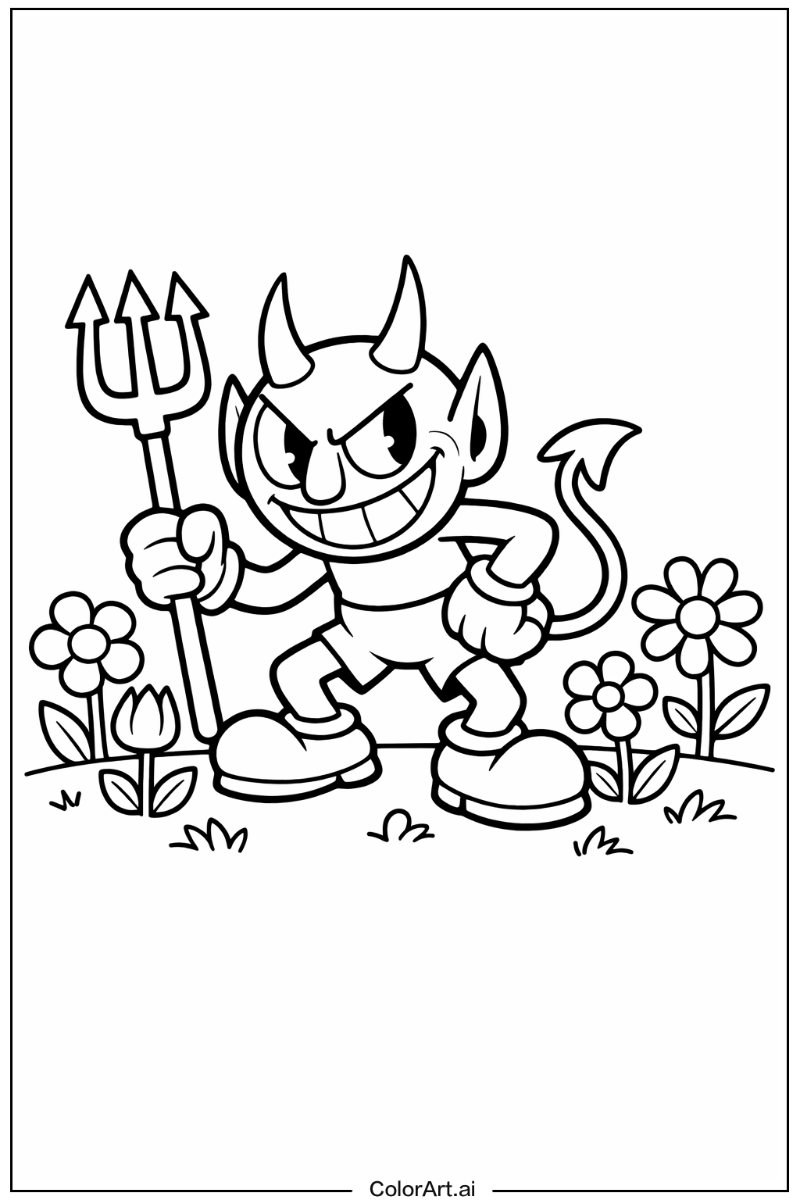the devil cuphead in a Garden 5