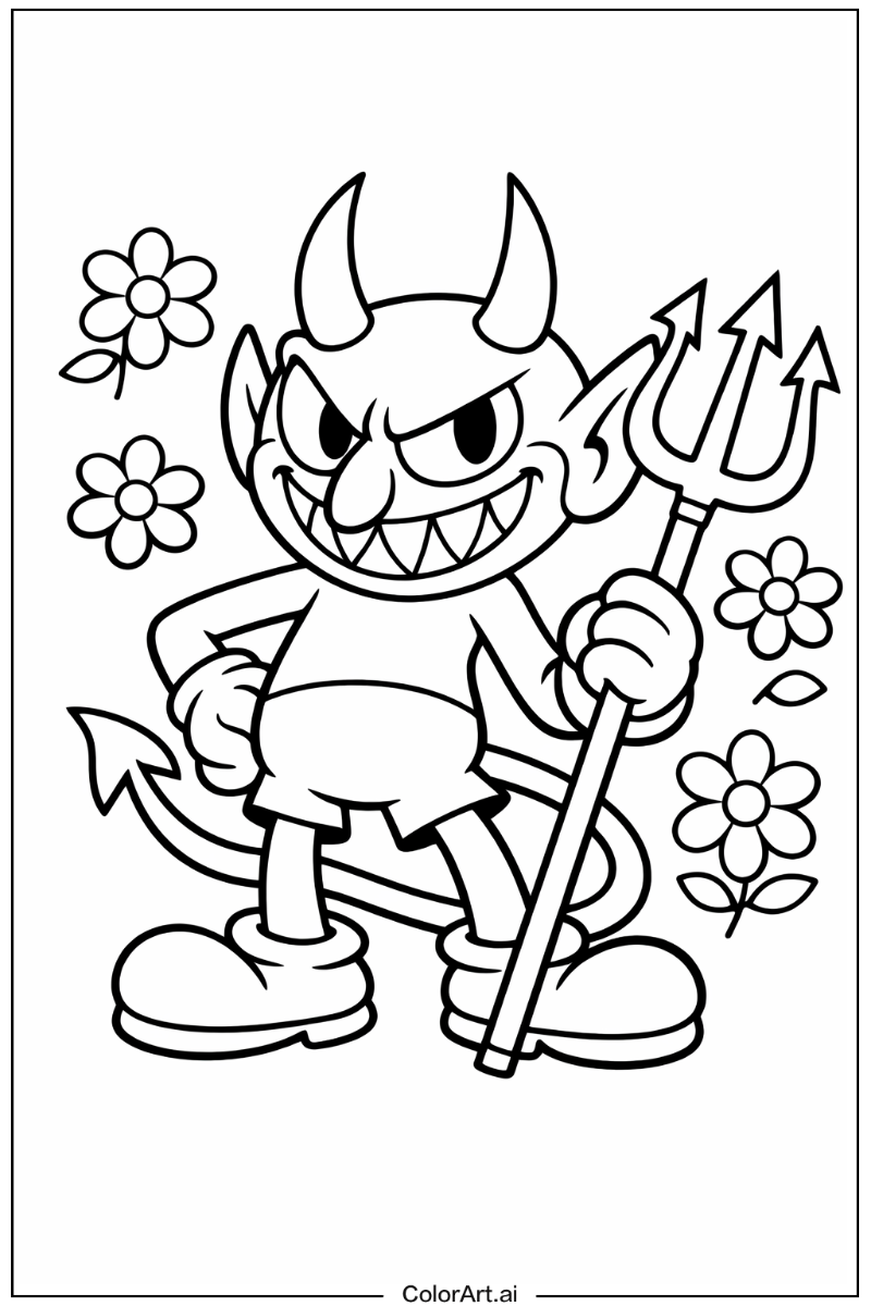 the devil cuphead with Flowers 1