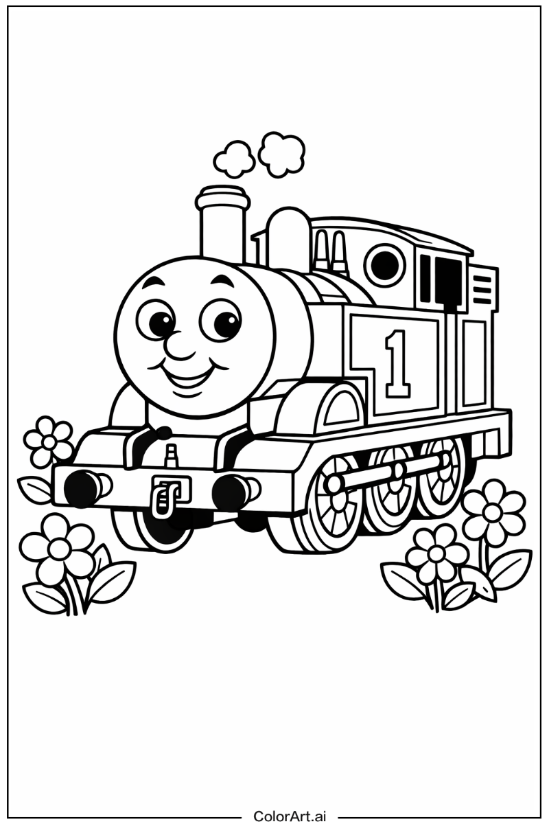 Thomas the train with Flowers 1