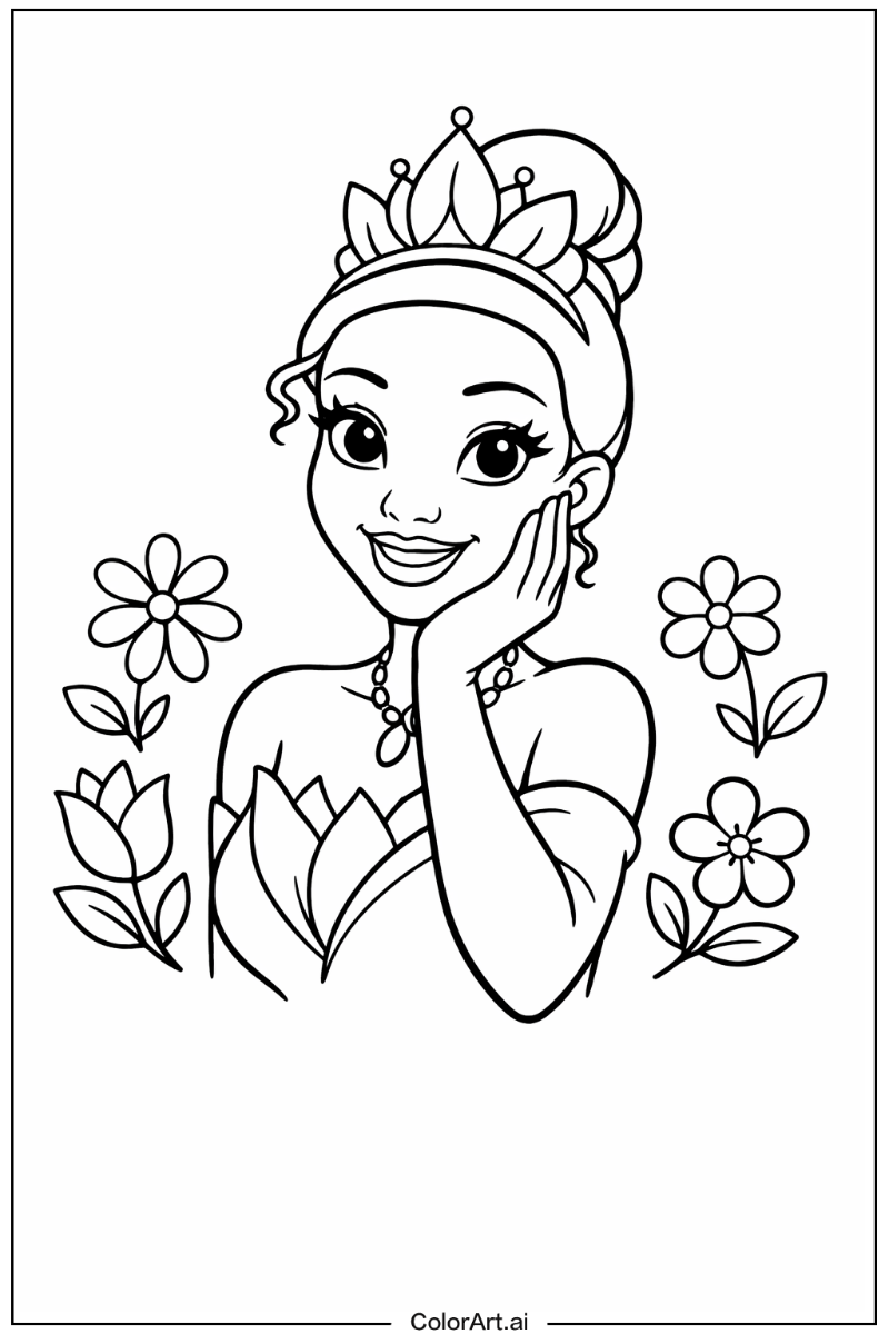 Tiana the princess with Flowers 1