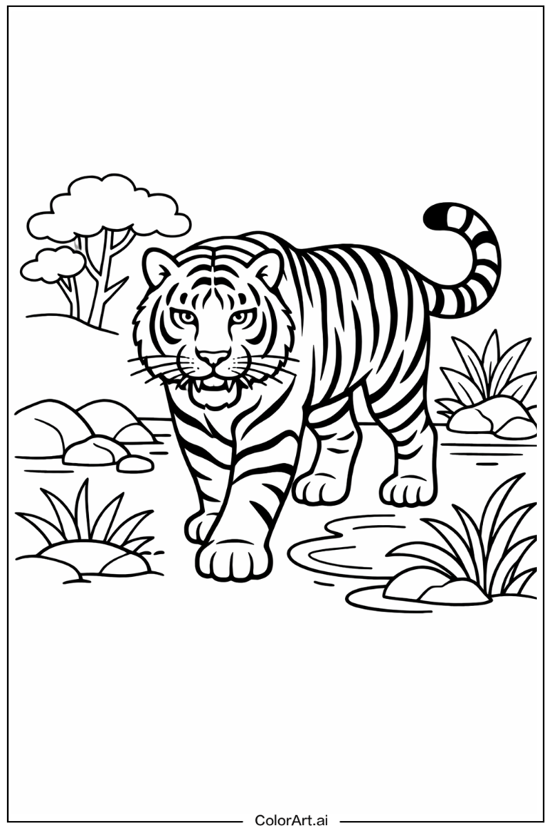 Tiger with Indochinese tiger Theme