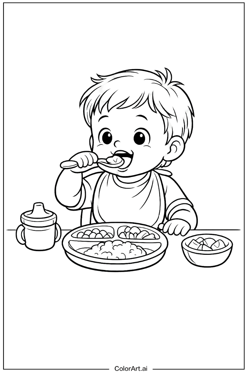 Toddler with Toddler eating Theme